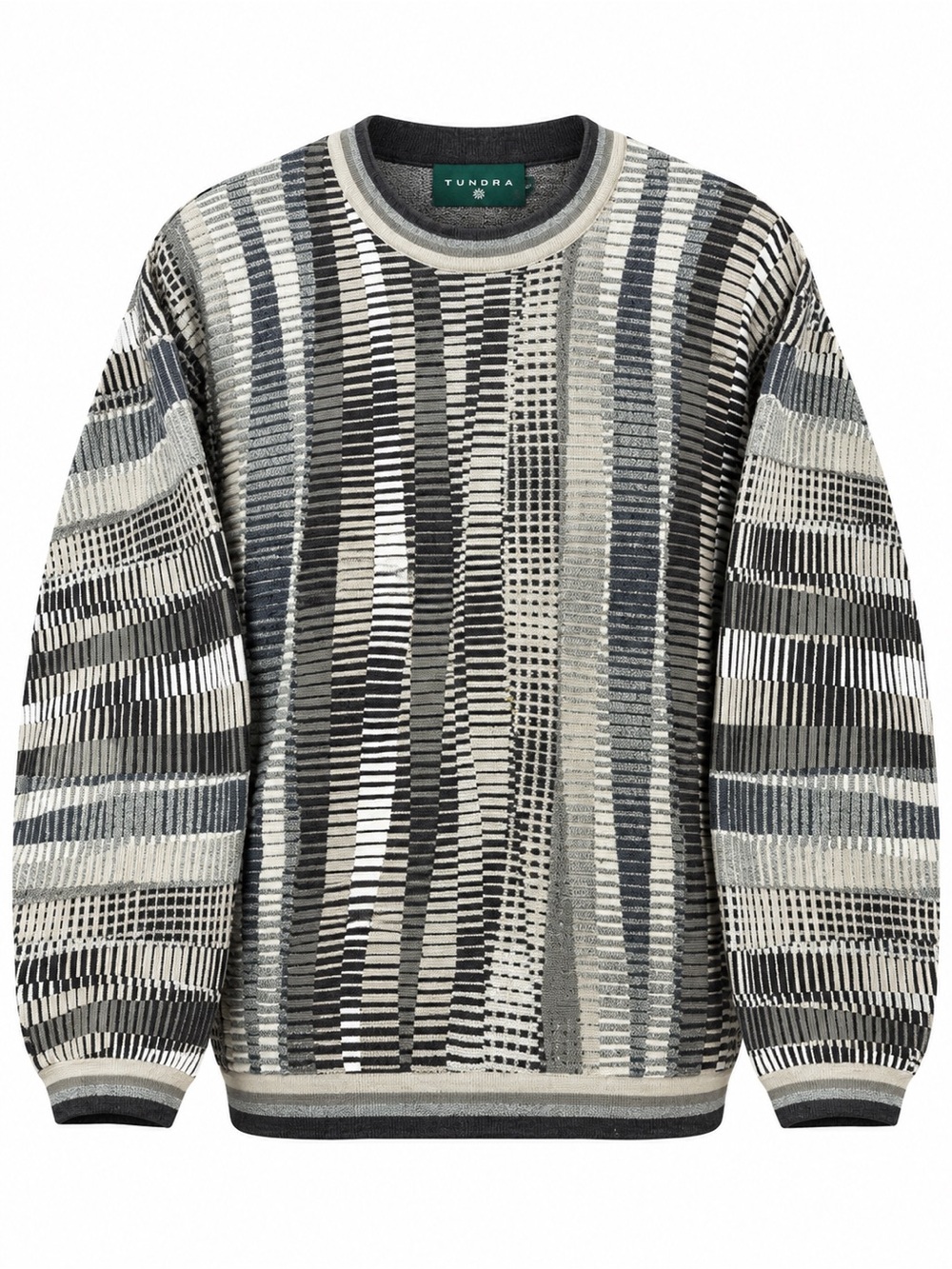 Vintage Tundra Canada Cotton Sweater Size M Grey Geometric Knit Grandpa Core 90s